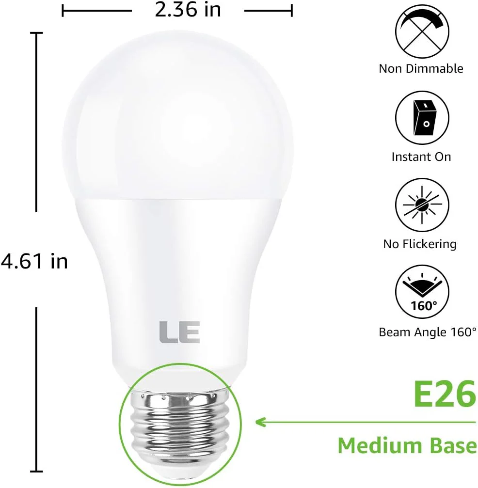 Lepro A19 LED Light Bulb, 2700K Warm White, 1500 Lumens, E26 Medium Base, Non-Dimmable, 14W (100W Equivalent, Energy Efficiency) - Image 7