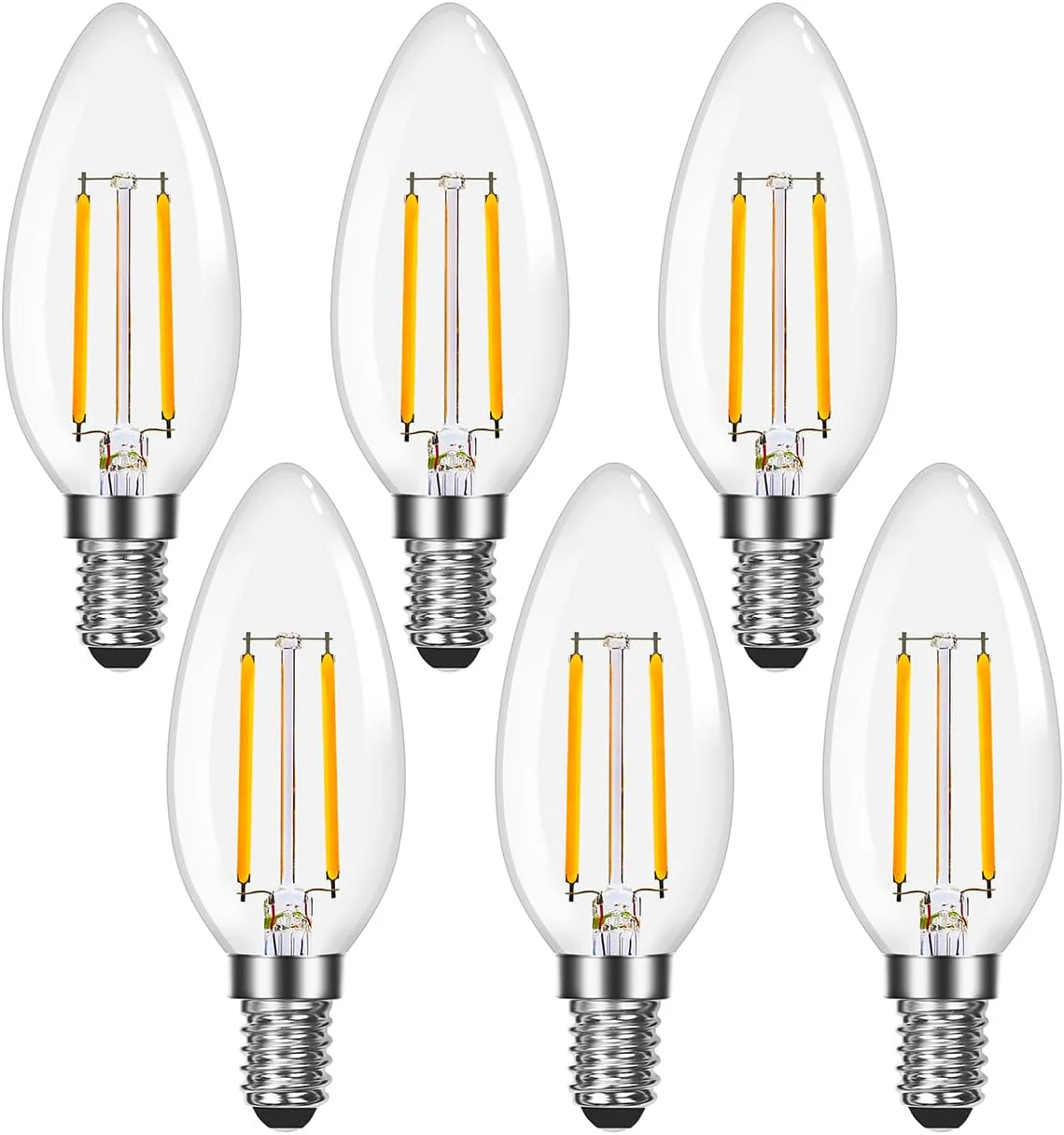 Lepro B11 LED Candelabra Bulbs, E12 Base, Dimmable, 5.5W (60W Equivalent), 500 Lumens, 2700K Warm White, Filament Clear Glass