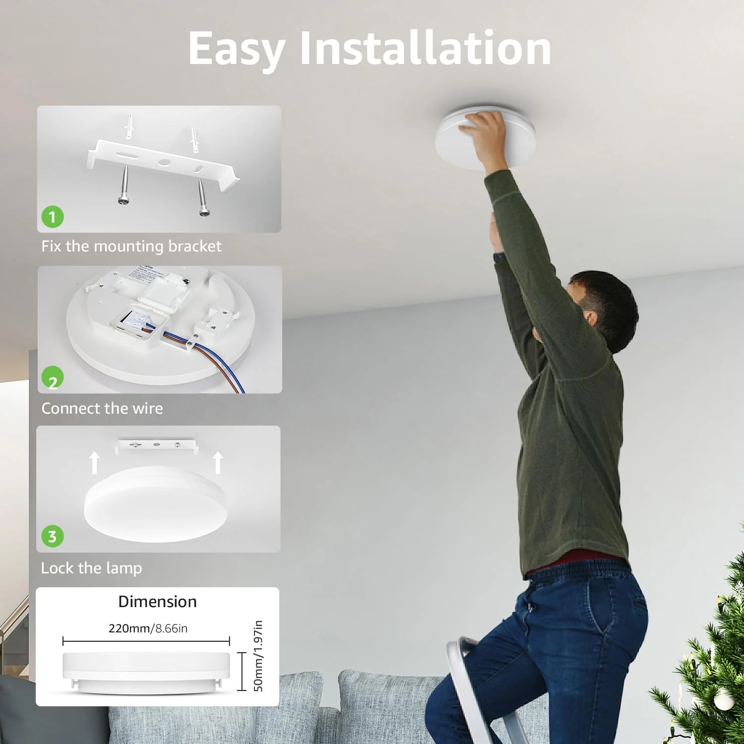 LE Flush Mount LED Ceiling Light for Bathroom - Image 9
