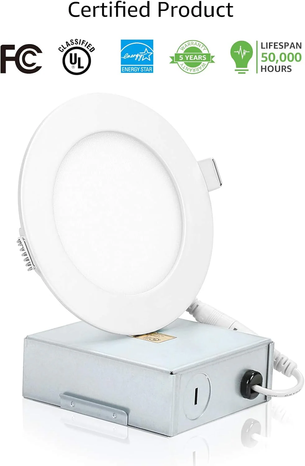 Lepro 12 Pack LED Recessed Lighting, 4 Inch Ultra-Thin Ceiling Light with Junction Box, Dimmable Retrofit Downlight, 11W 750LM 3000K Soft White Baffle Trim - UL FCC Energy Star Certified - Image 3