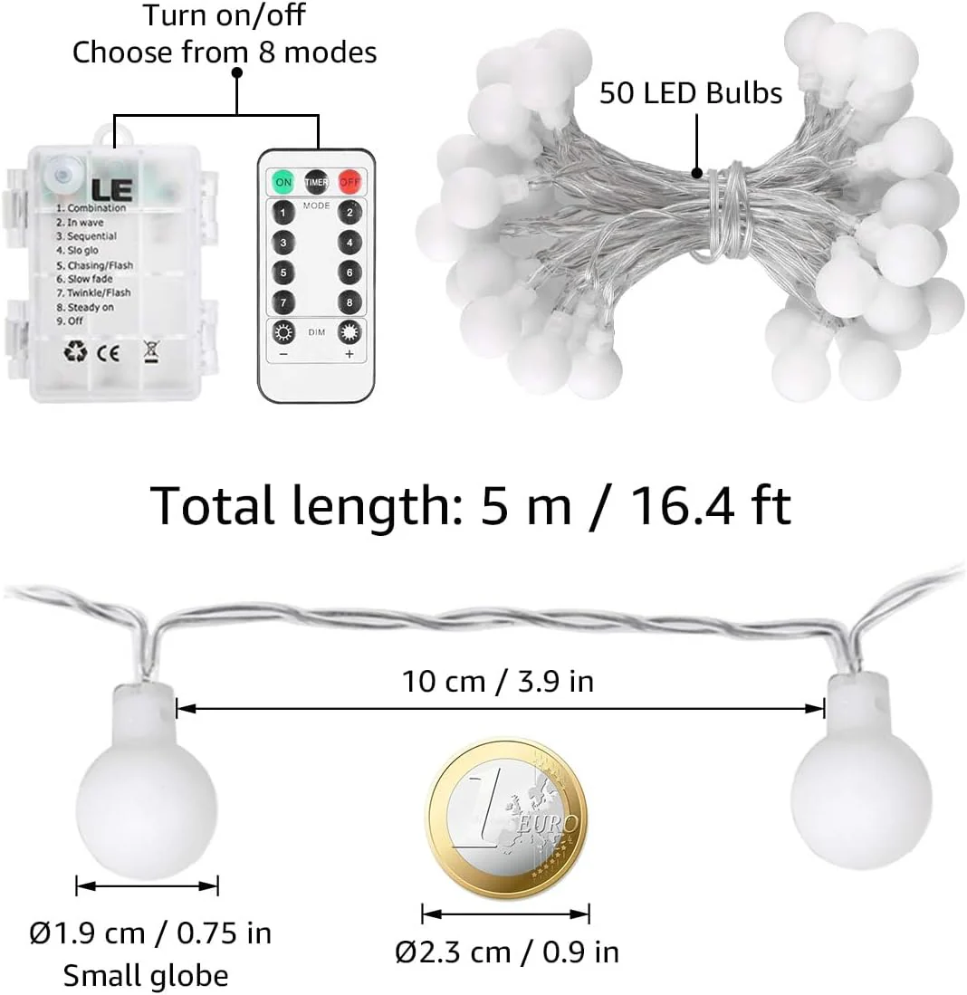 Lepro 16.4ft Battery Powered LED Globe String Lights - Image 6