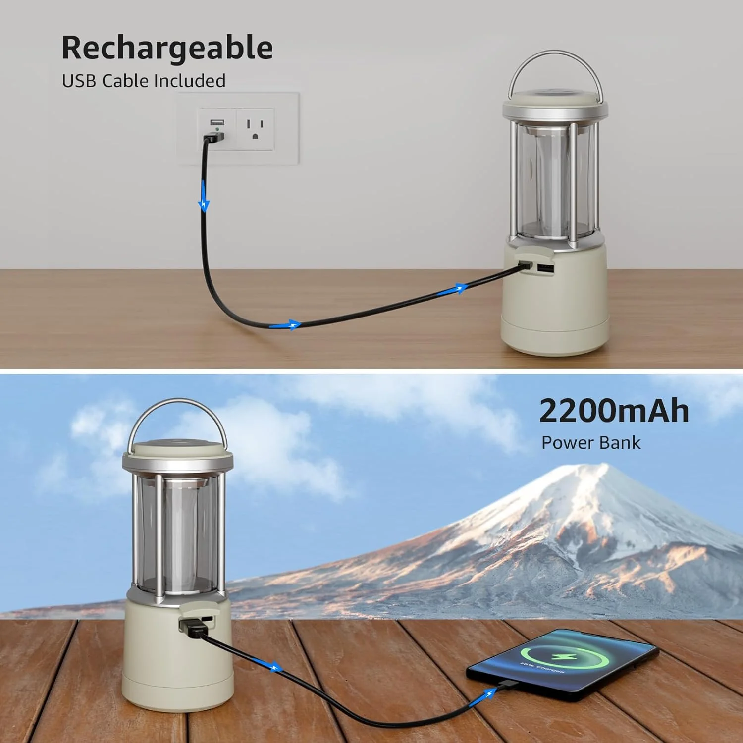 Lepro 2000LM LED Camping Lantern Rechargeable, Waterproof Tent Light with 5 Light Modes, Camping Essentials, Portable Lantern Flashlight for Camping, Emergency Light, Power Outage, USB Cable Included - Image 4