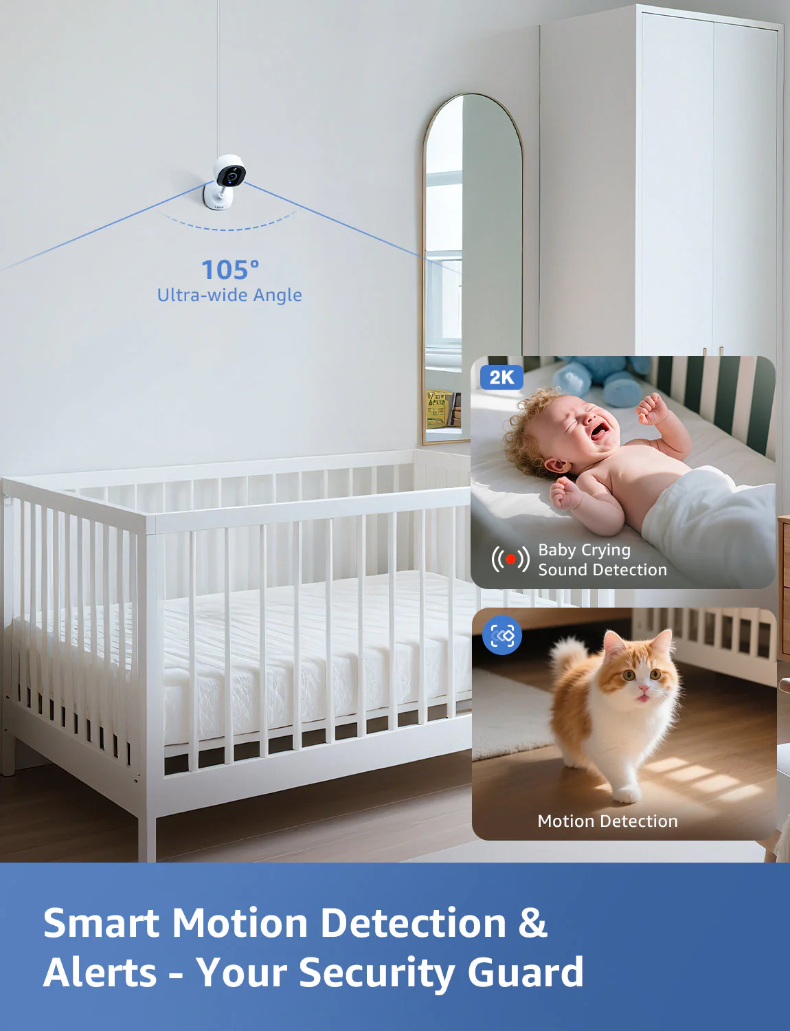 Lepro 2K Security Indoor & Outdoor Camera for Baby Care, Pet Monitoring, Remote Intercom, Night Vision, 2-Way Audio, Cloud & SD Card Storage (SD Card Not Included) - Image 4