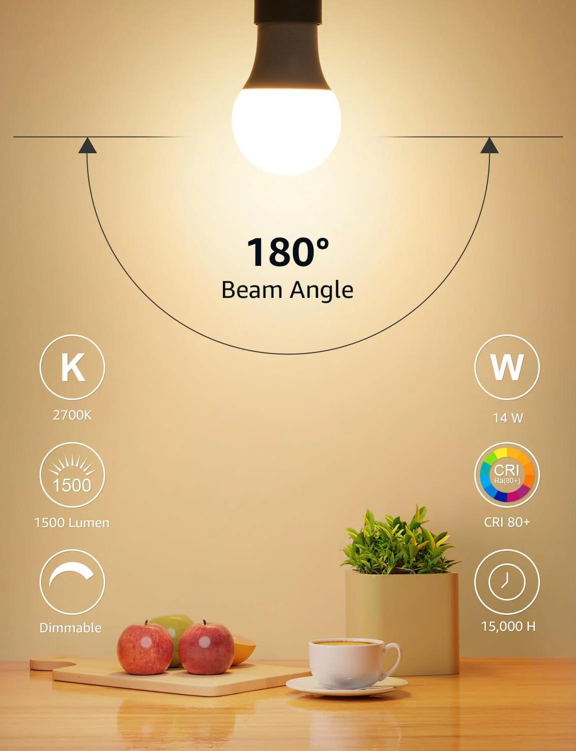 Lepro A19 Dimmable LED Light Bulbs, E26 Base, 14W (100W Equivalent), 1500 Lumens, 2700K Warm White, UL Listed - Image 4