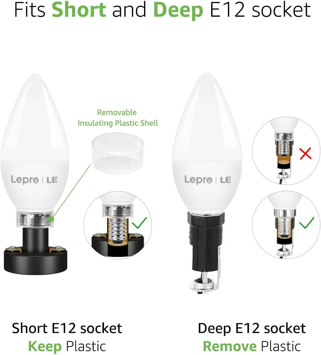 Lepro B11 LED Candelabra Bulbs, E12 Base, 5.5W (40W Equivalent), 500 Lumens, 2700K Warm White, Non-Dimmable - Image 4