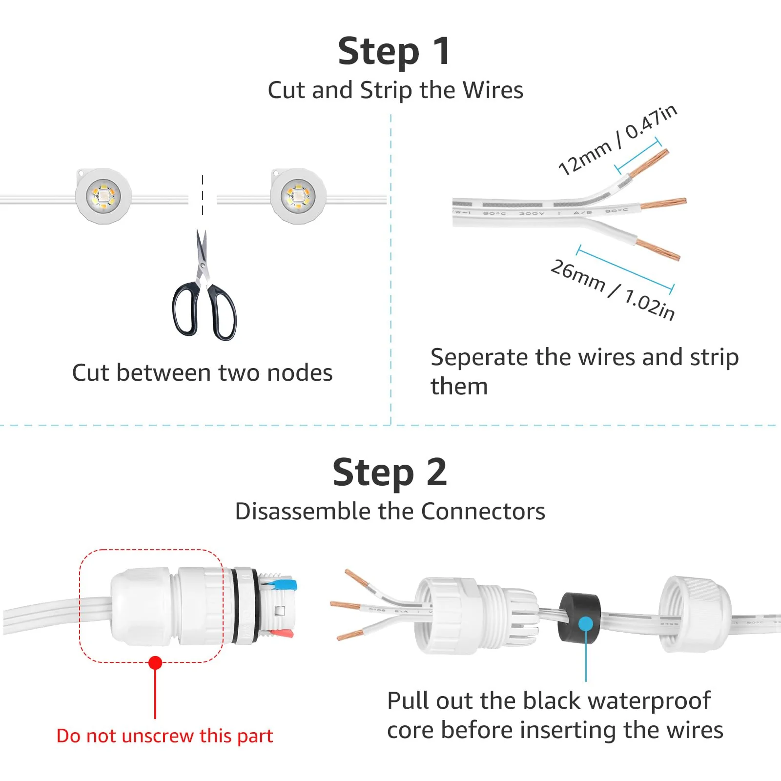 Lepro Extension Cable (20 ft) for Lepro E1 Permanent Outdoor Lights Only, 2 Built in Data Booster/Signal Amplifier - Image 4