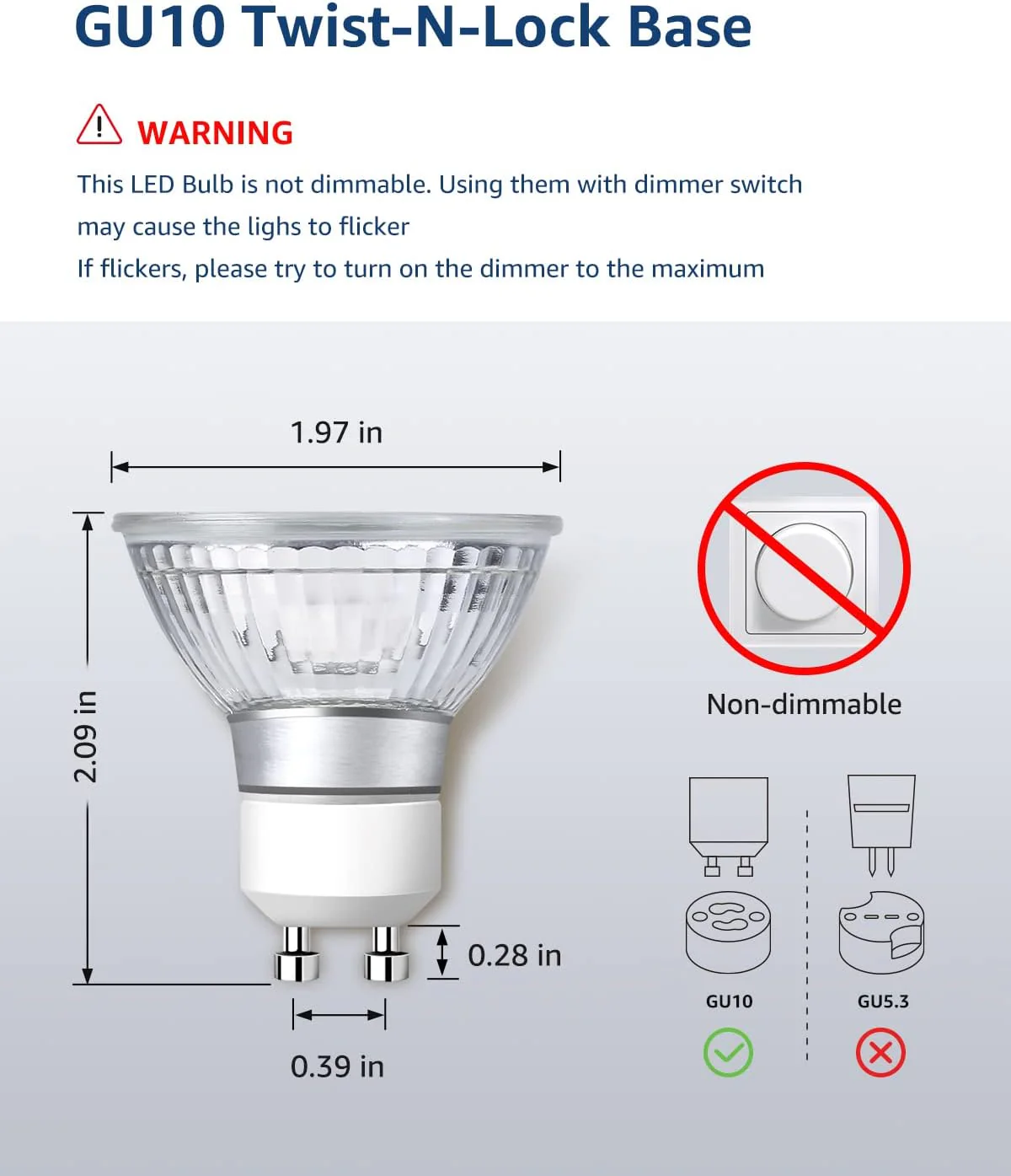 Lepro GU10 LED Light Bulbs, Non-Dimmable, 4W (35W Equivalent), 5000K Daylight, 100° Flood Beam - Image 3