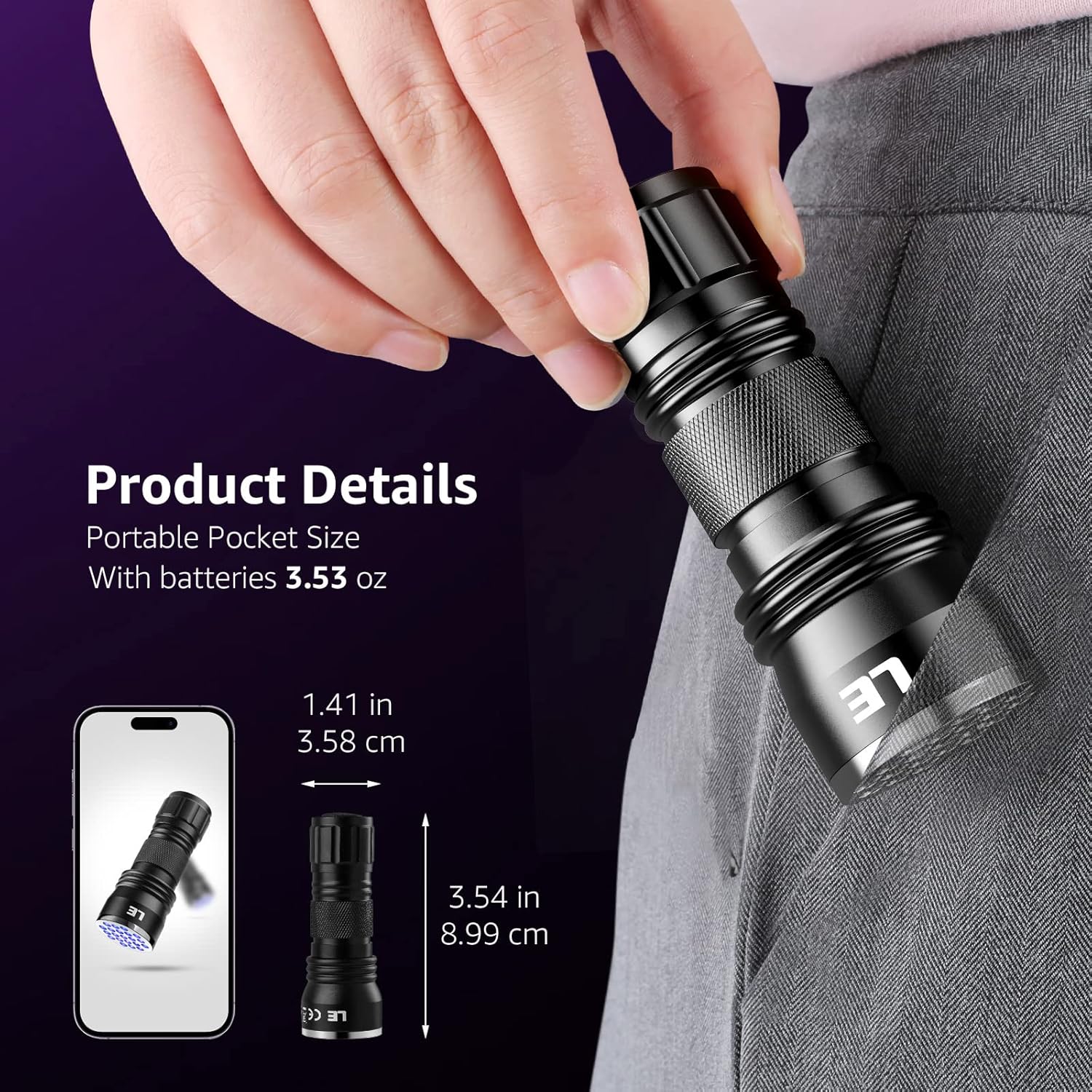 Lepro LE Black Light Flashlight with 21 LEDs - Image 6