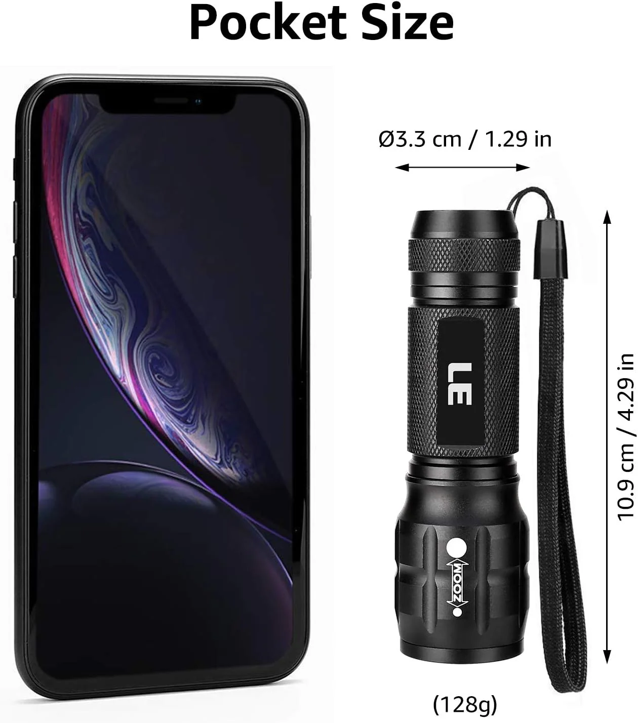 Lepro Portable LED Flashlight – High Lumens, Waterproof (Black, AAA Batteries Included) - Image 4