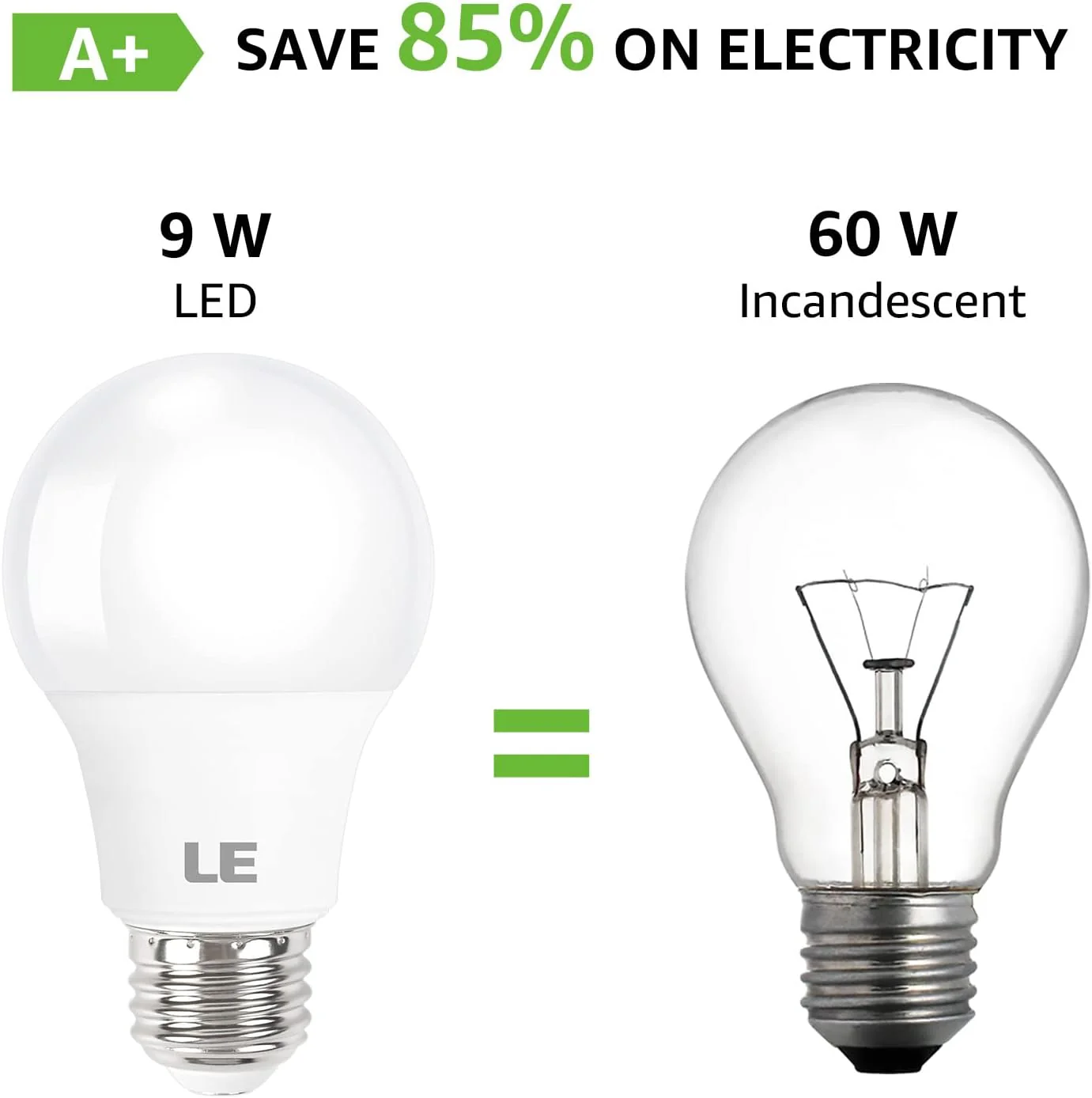 Lepro A19 LED Light Bulb, 5000K Daylight White, 800 Lumens, E26 Medium Base, Non-Dimmable, 9W (60W Equivalent) - Image 4