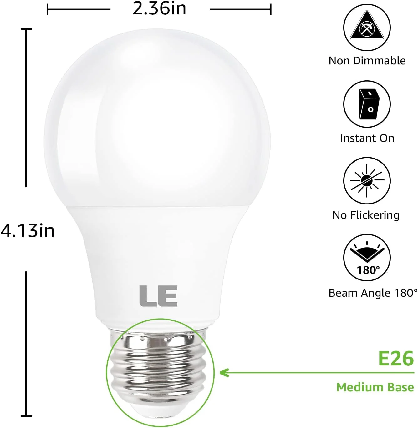 Lepro LED Light Bulbs 60 Watt , 9W 800 Lumens Non-Dimmable, A19 E26 Standard Medium Base, 10000 Hour Lifetime - Image 6