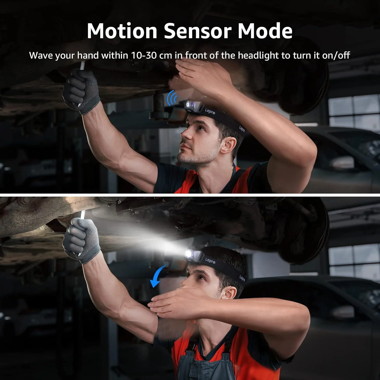 Lepro LED Rechargeable Headlamp Flashlights with Motion Sensor （2-Pack） - Image 4