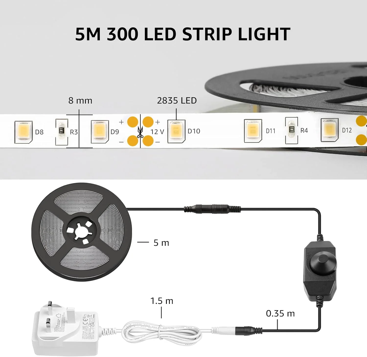 Lepro LED Strip Light (Strong 3M Adhesive, Warm White) - Image 8