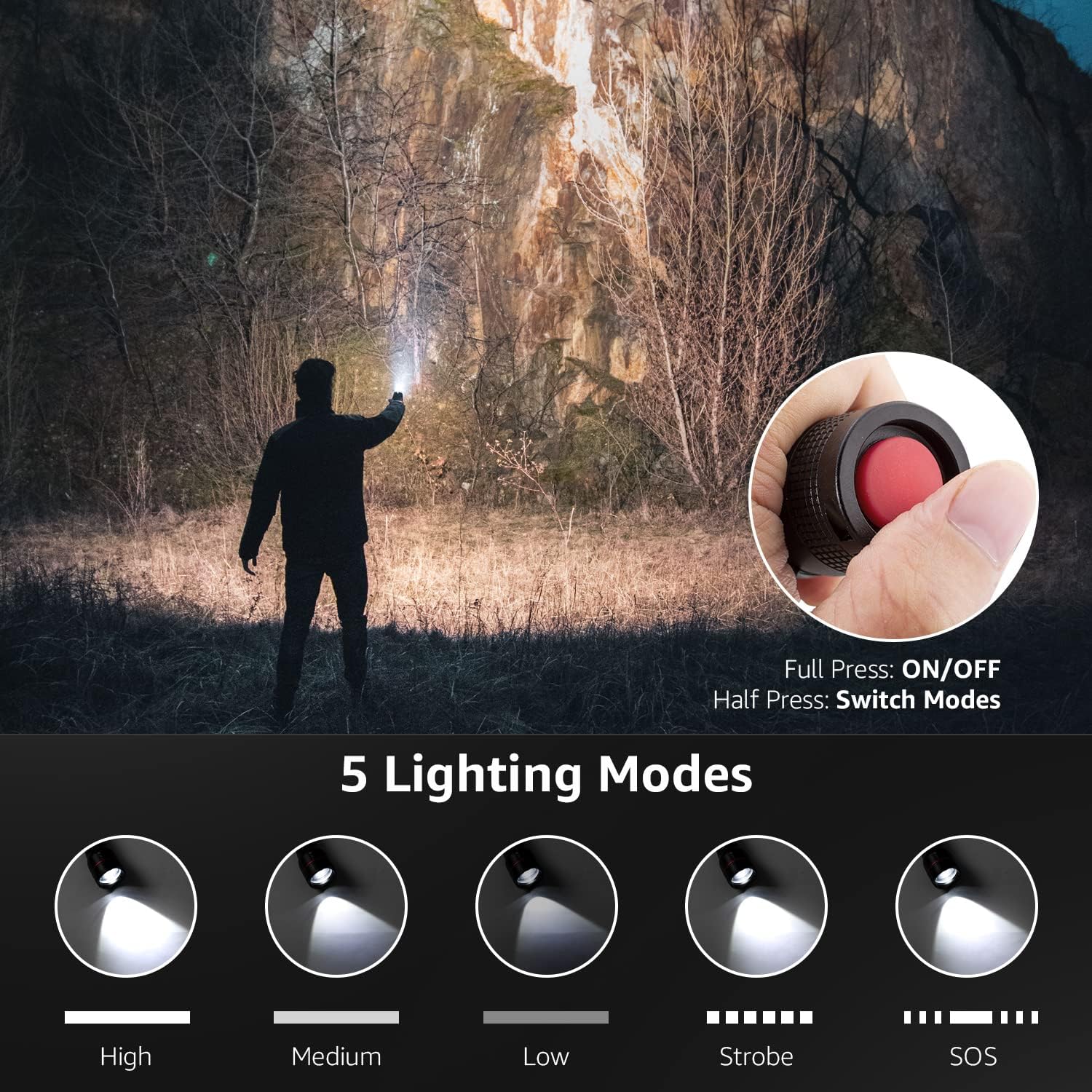 Lepro Portable LED Flashlight (Waterproof, 300lm, 2-Pack) - Image 3