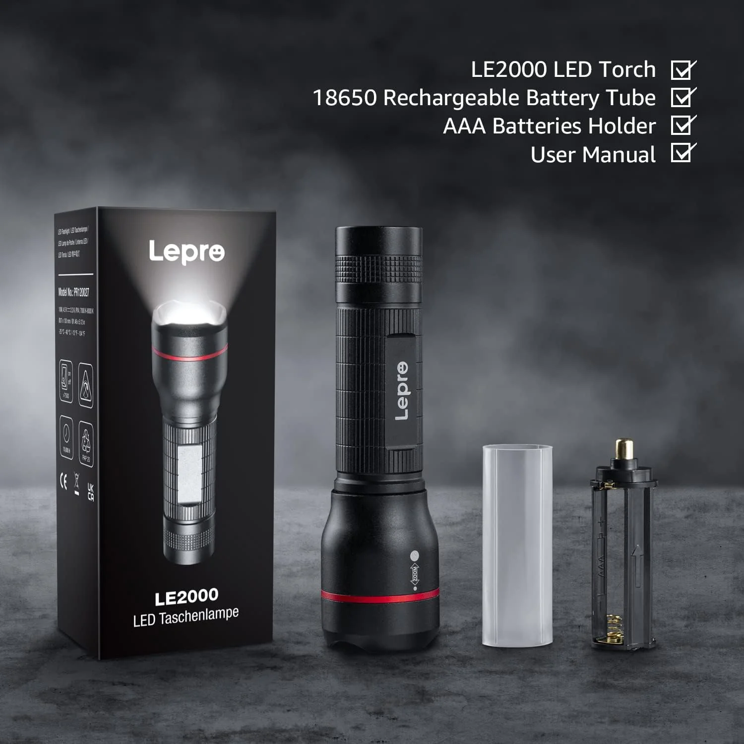 Lepro Portable LED Flashlight (Waterproof, 300lm, 2-Pack) - Image 5