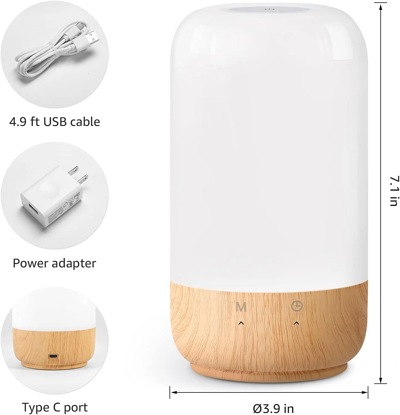 Lepro RGB Ambient Table Lamp with Wood Grain Base, Dimmable & Color Changing - Image 6