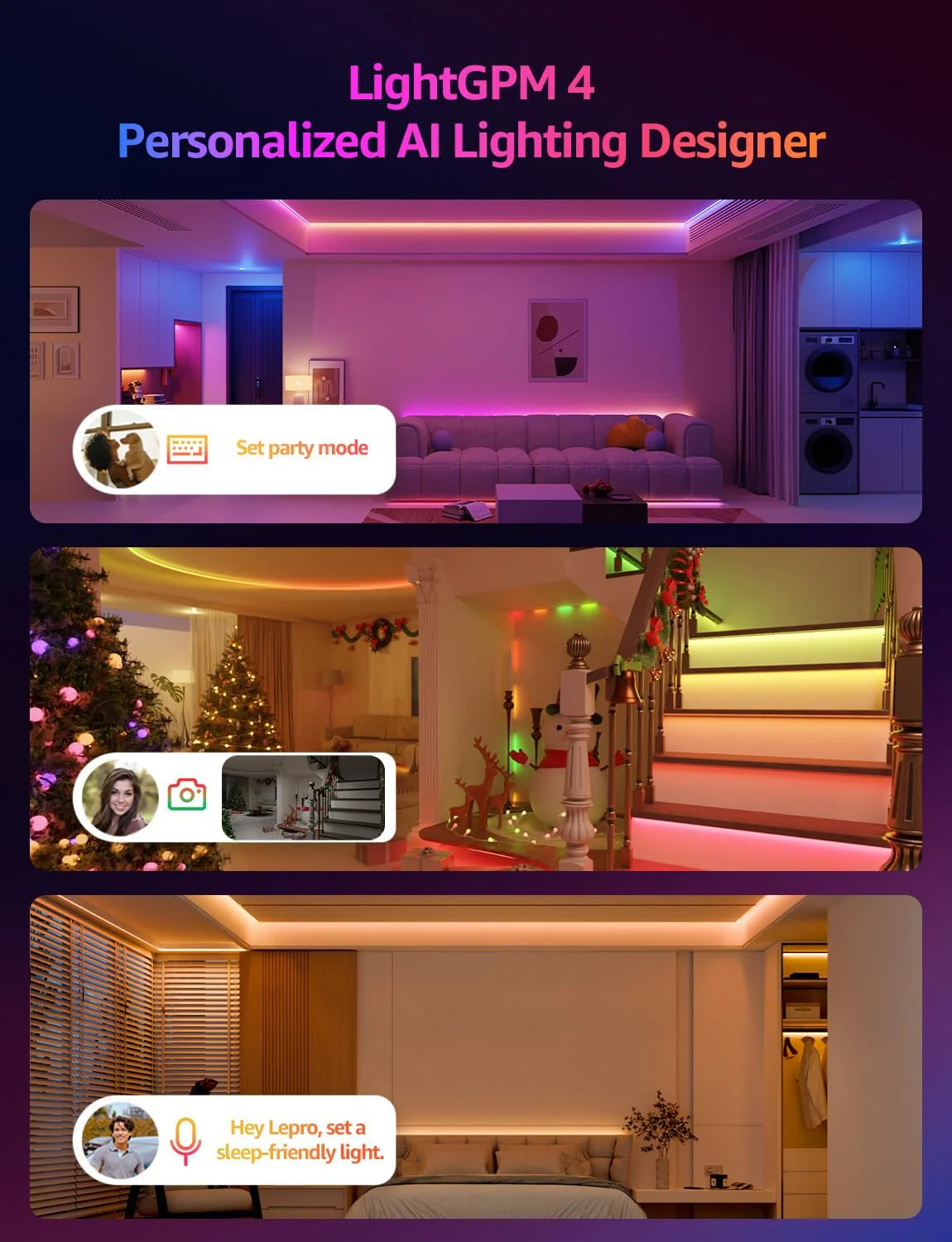 Lepro S2 Smart LED Strip Lights with AI Features (Dynamic RGB+Warm White+Daylight White) - Image 2