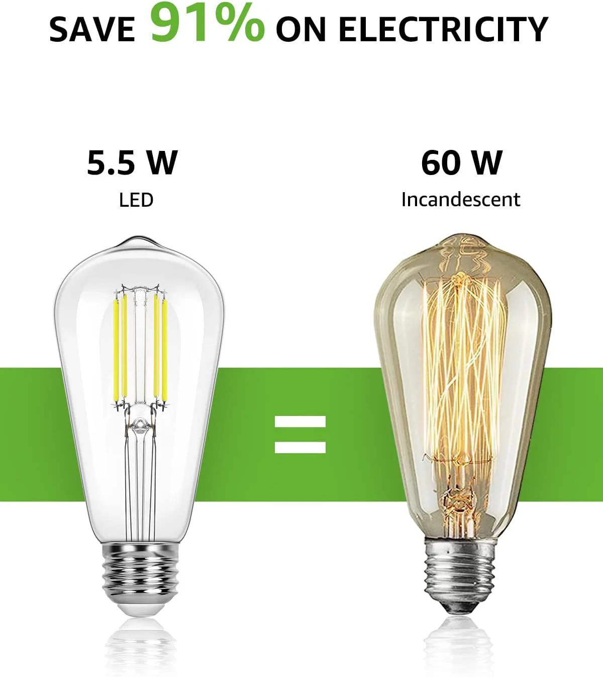 Lepro ST19 Vintage Edison LED Bulbs, Dimmable, E26 Base, 8W (60W Equivalent), 800 Lumens, 4000K Cool White, Clear Glass - Image 6