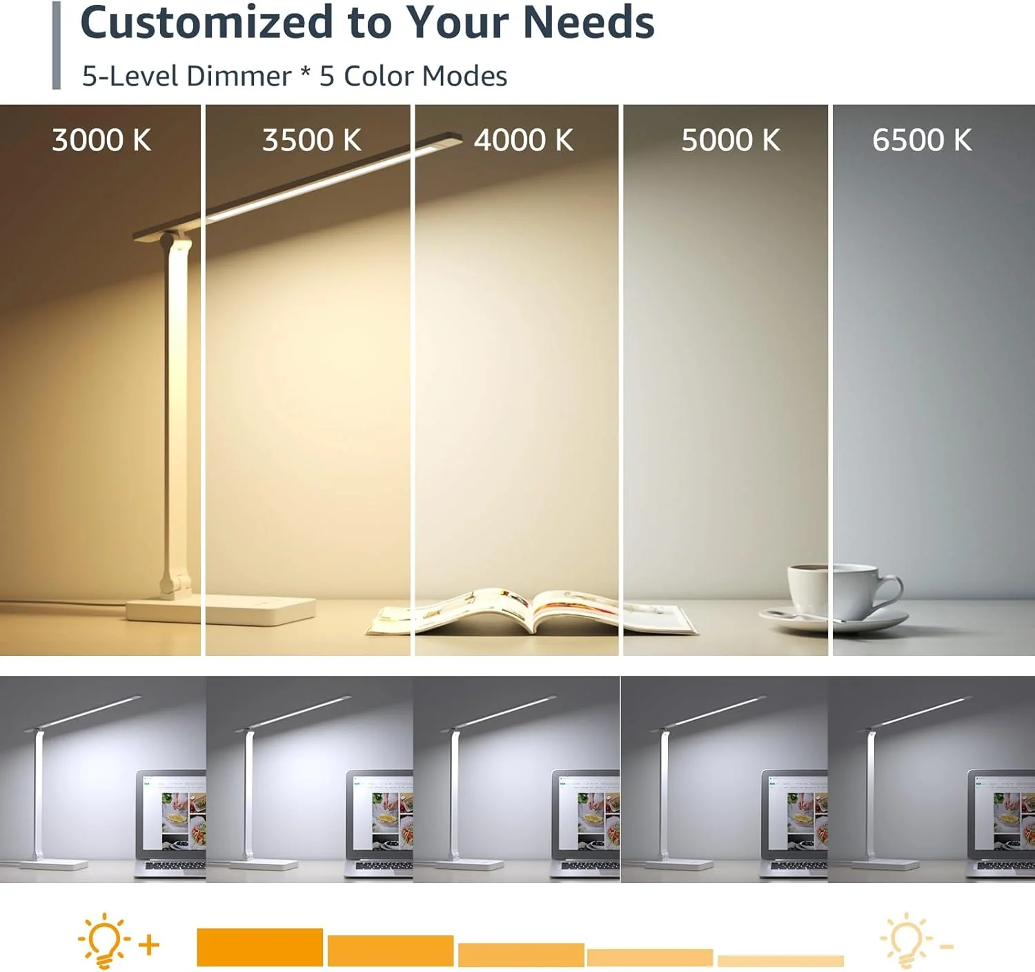Lepro Touch-Control LED Desk Lamp – Dimmable with 3 Color Modes for Home & Office (White) - Image 3