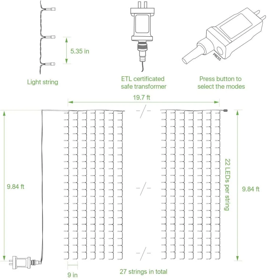 Lighting EVER 594 LED Curtain Lights - Image 6