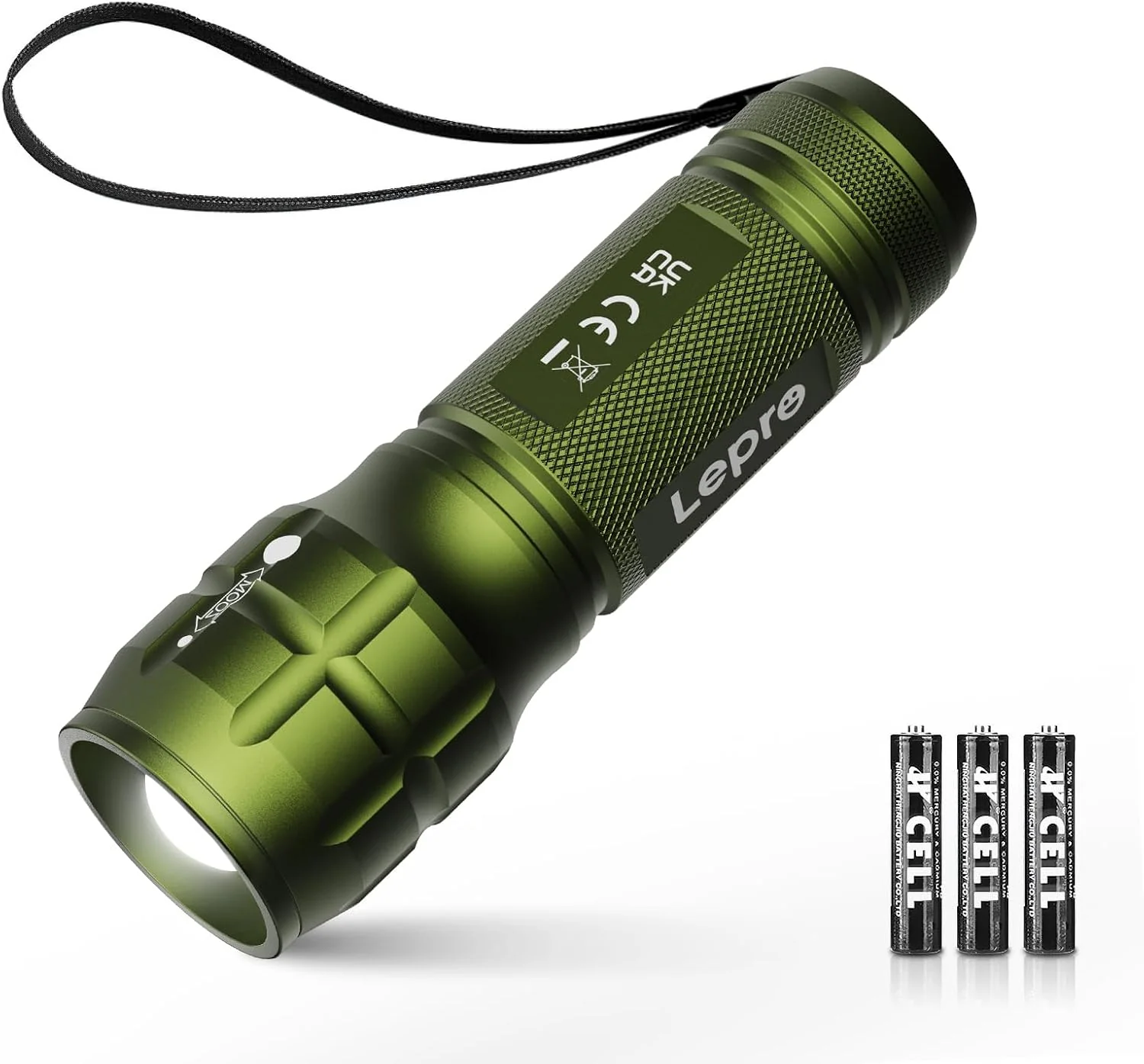 Lepro Portable LED Flashlight – High Lumens, Waterproof (Green, AAA Batteries Included) - Image 6