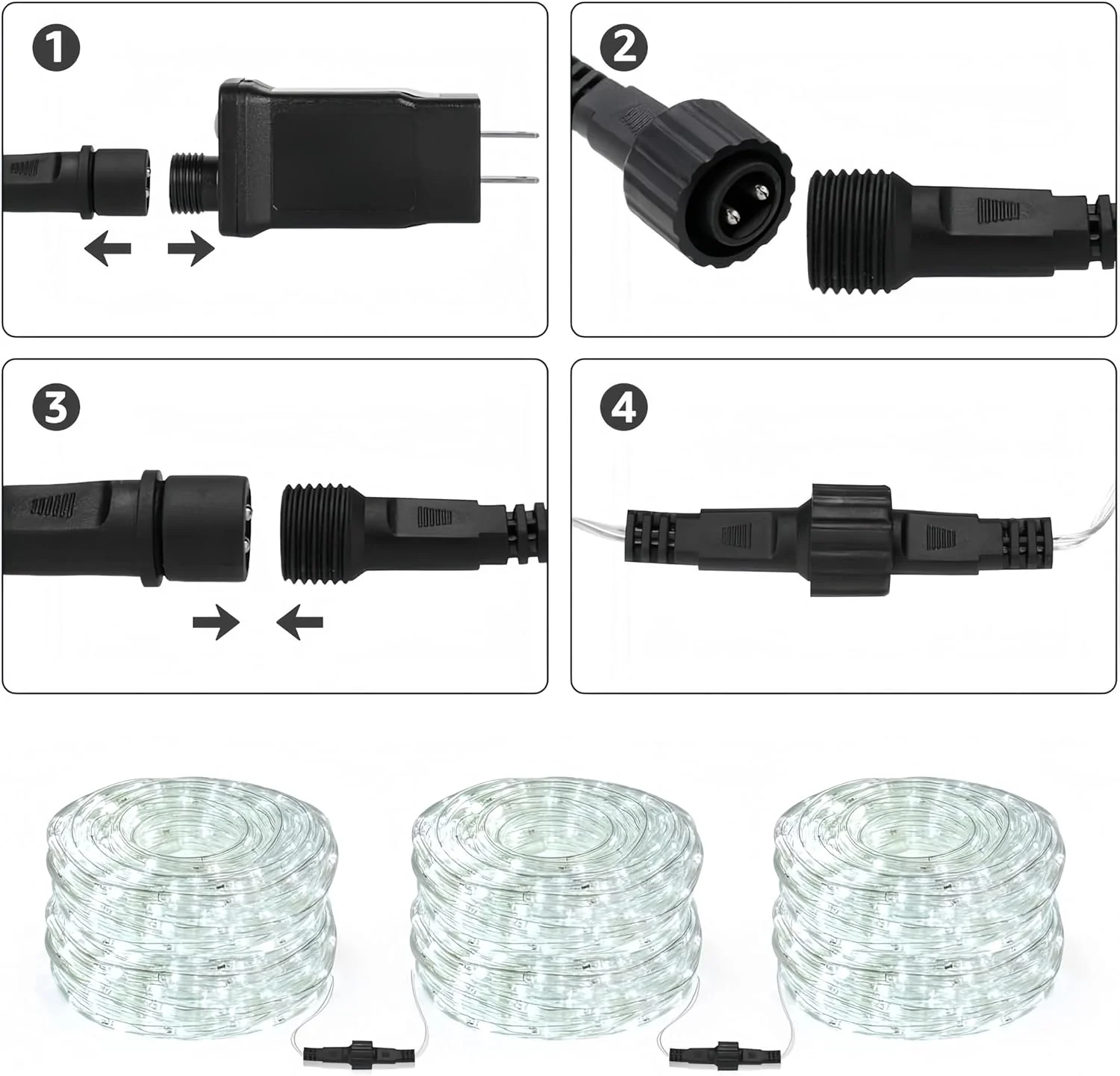 Lighting EVER Outdoor Rope Lights Cool White 6000K 33ft 240 LED - Image 3