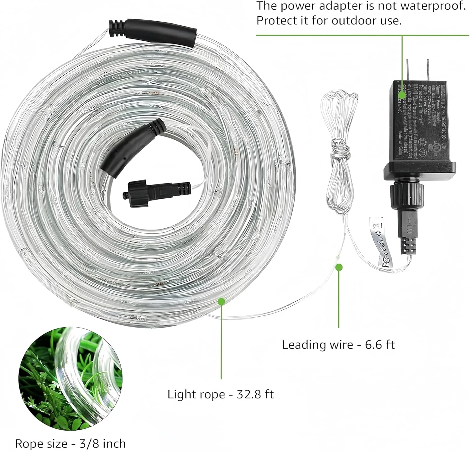 Lighting EVER Outdoor Rope Lights Cool White 6000K 33ft 240 LED - Image 4