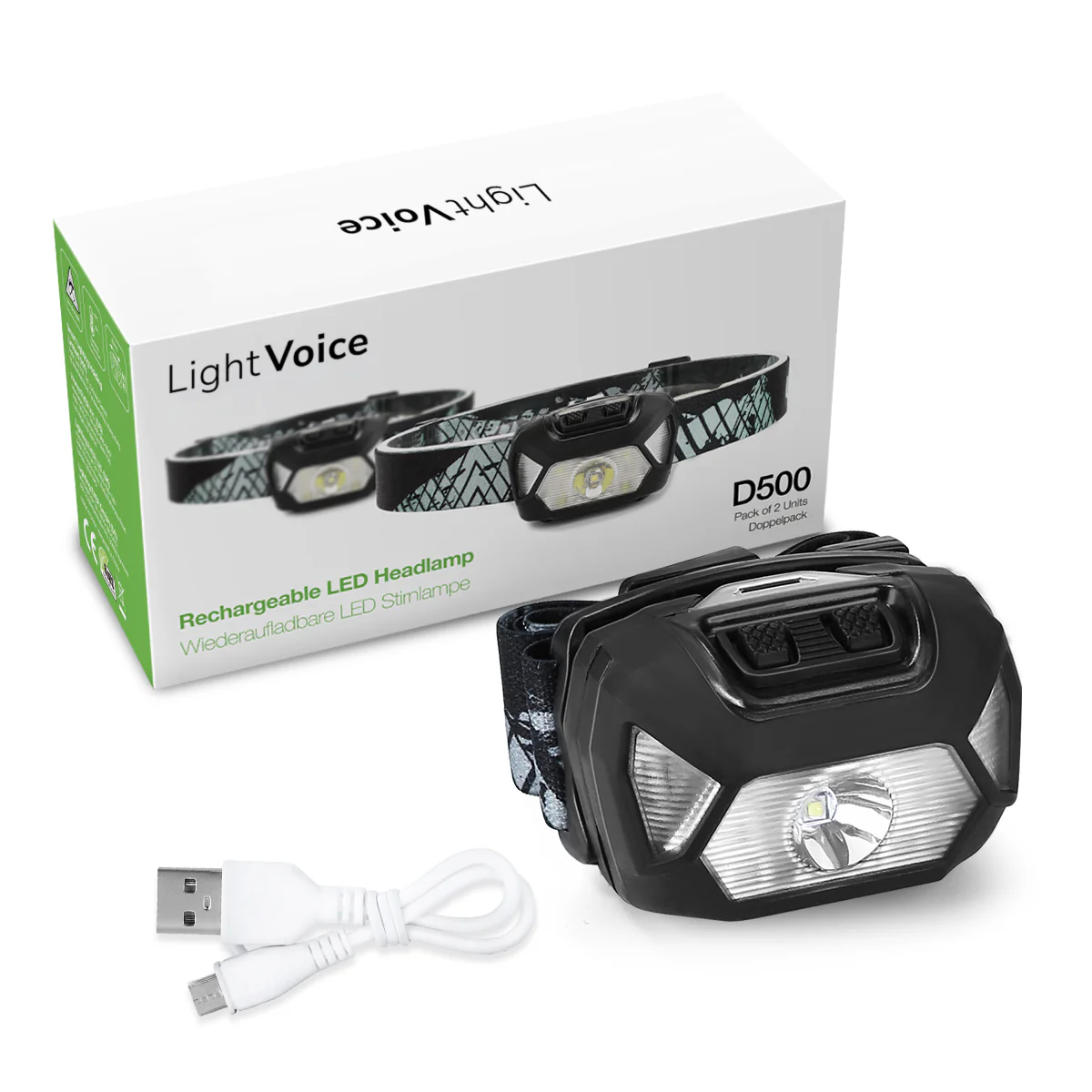 LightVioce Rechargeable LED Headlamp - Image 2